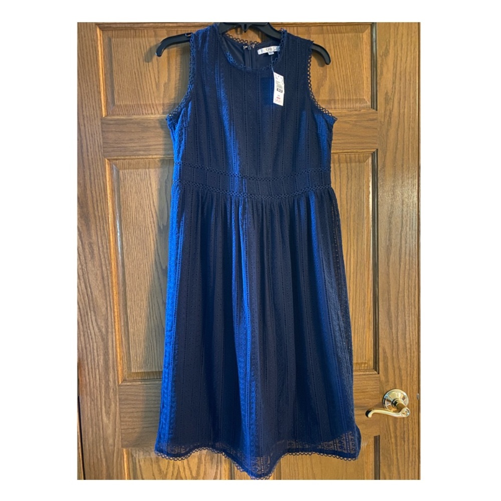 Navy lace maternity dress